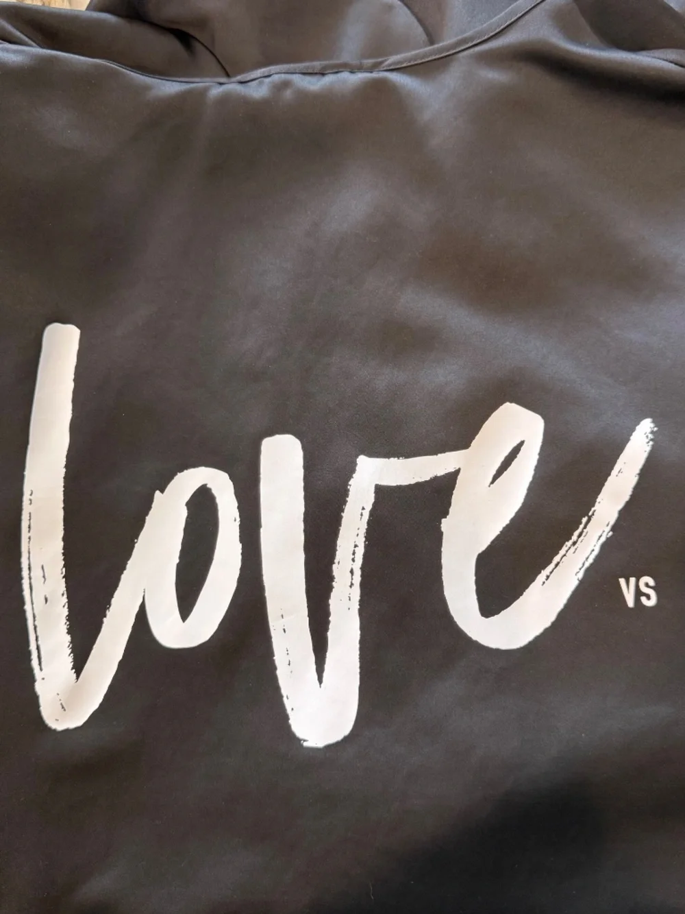 Victoria's Secret Black LOVE Satin Cover Up One Size